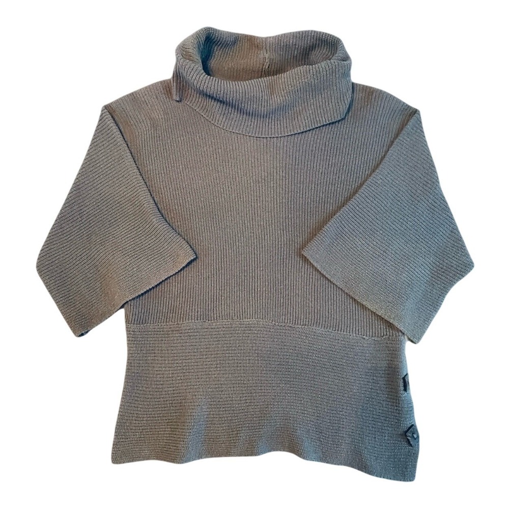Putorti Cowl Neck Sweater Women S/M Taupe Ribbed Short Sleeve Cotton Knit Canada